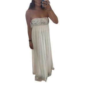 Jovani Strapless Gown White